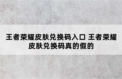 王者荣耀皮肤兑换码入口 王者荣耀皮肤兑换码真的假的